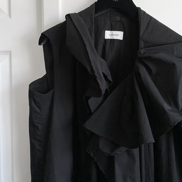 Lemaire ruffle front black poplin dress, size 34 (fits size 6/8US) - Picture 8 of 9